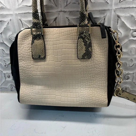 Marc Fisher Cream and Black Handbag Shoulder Bag Exotic Animal Print - Picture 6 of 7